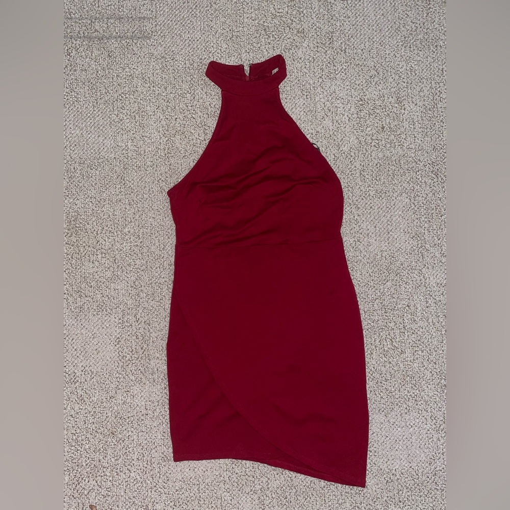 Forever 21 Red Halter Bodycon Dress - Asymmetrical